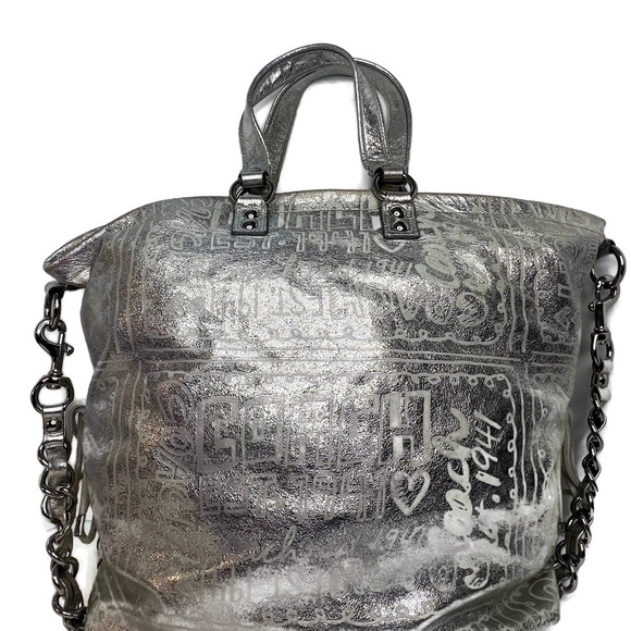 Coach Poppy Silver Spotlight Limited Edition Story Patch Leather Bag RARE 15899 - Picture 6 of 16